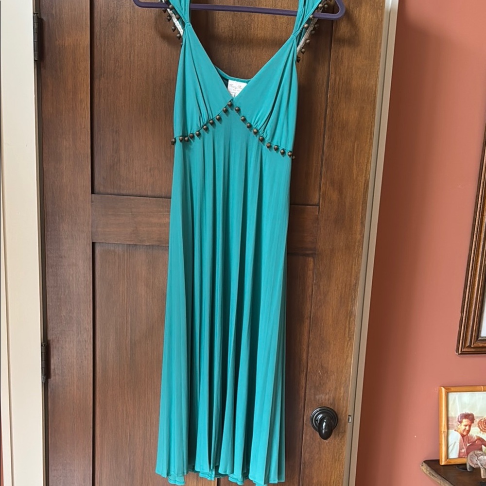 Elegant Tracy Reese Teal Dress with Beaded Accents